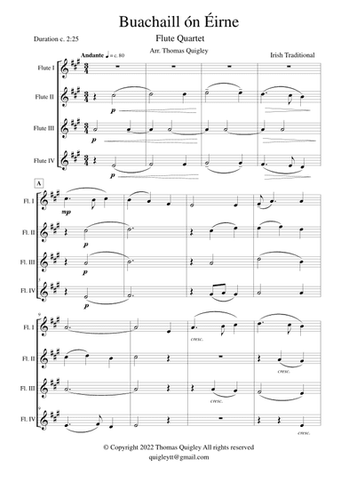 Buachaill Ón Éirne ( Flute Quartet) (arr. Thomas Quigley)