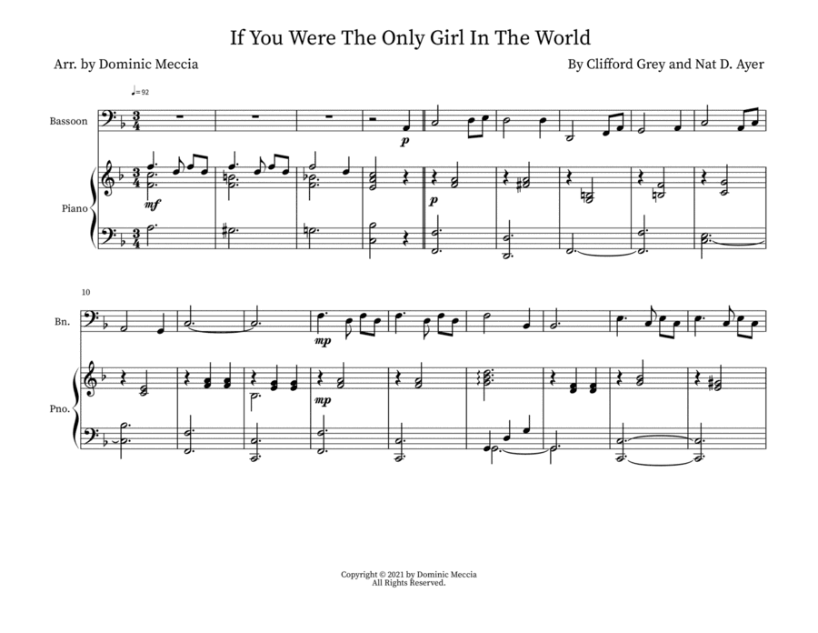 If You Were The Only Girl In The World (arr. Dominic Meccia)