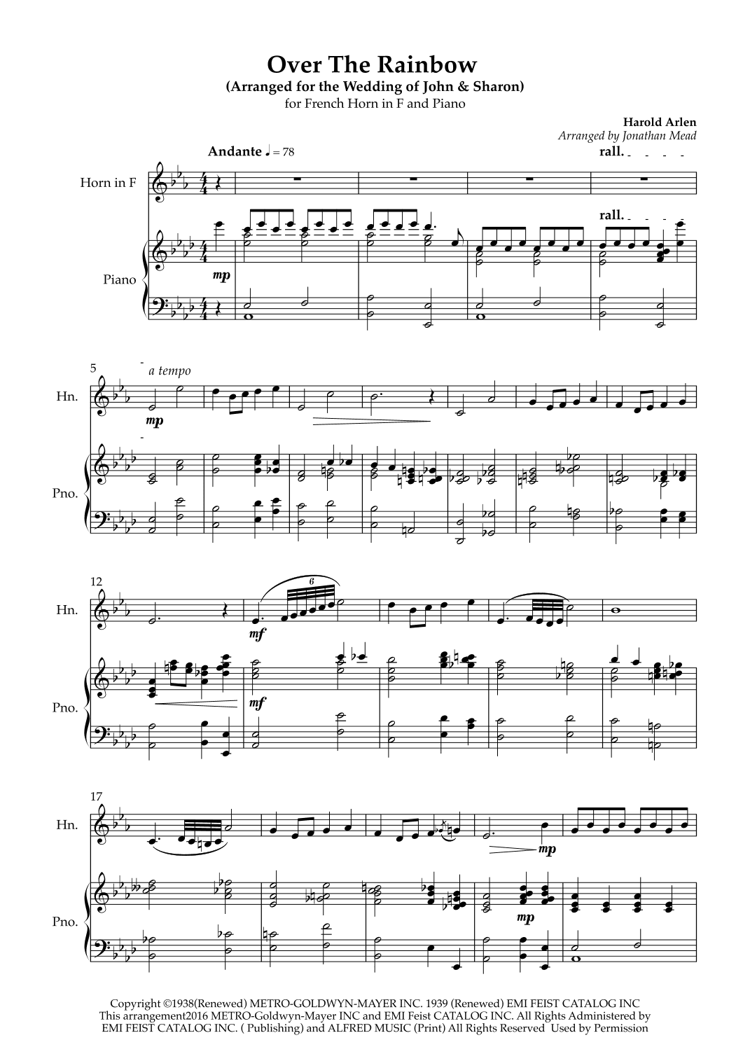 Over The Rainbow (arr. Jonathan Mead)