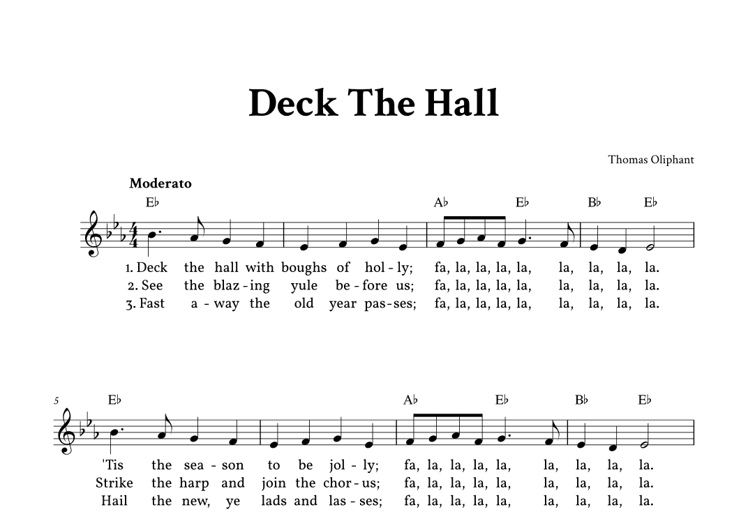 Deck The Hall - Lead Sheet (Eb Major - Easy Traditional) (arr. Yuri Noronha)