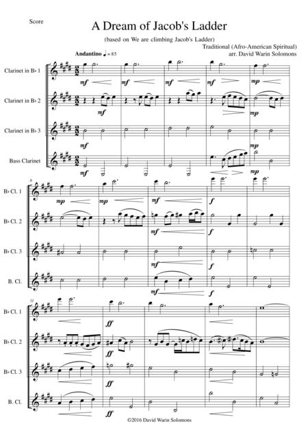 A dream of Jacob's ladder for clarinet quartet (arr. David Warin Solomons)