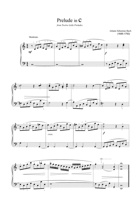 Bach - Little Prelude in C (Easy piano arrangement) (arr. MPS)