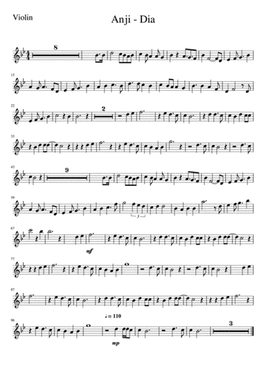 Anji - Dia (Simple Violin Sheet Music) (arr. NANA NABILA)