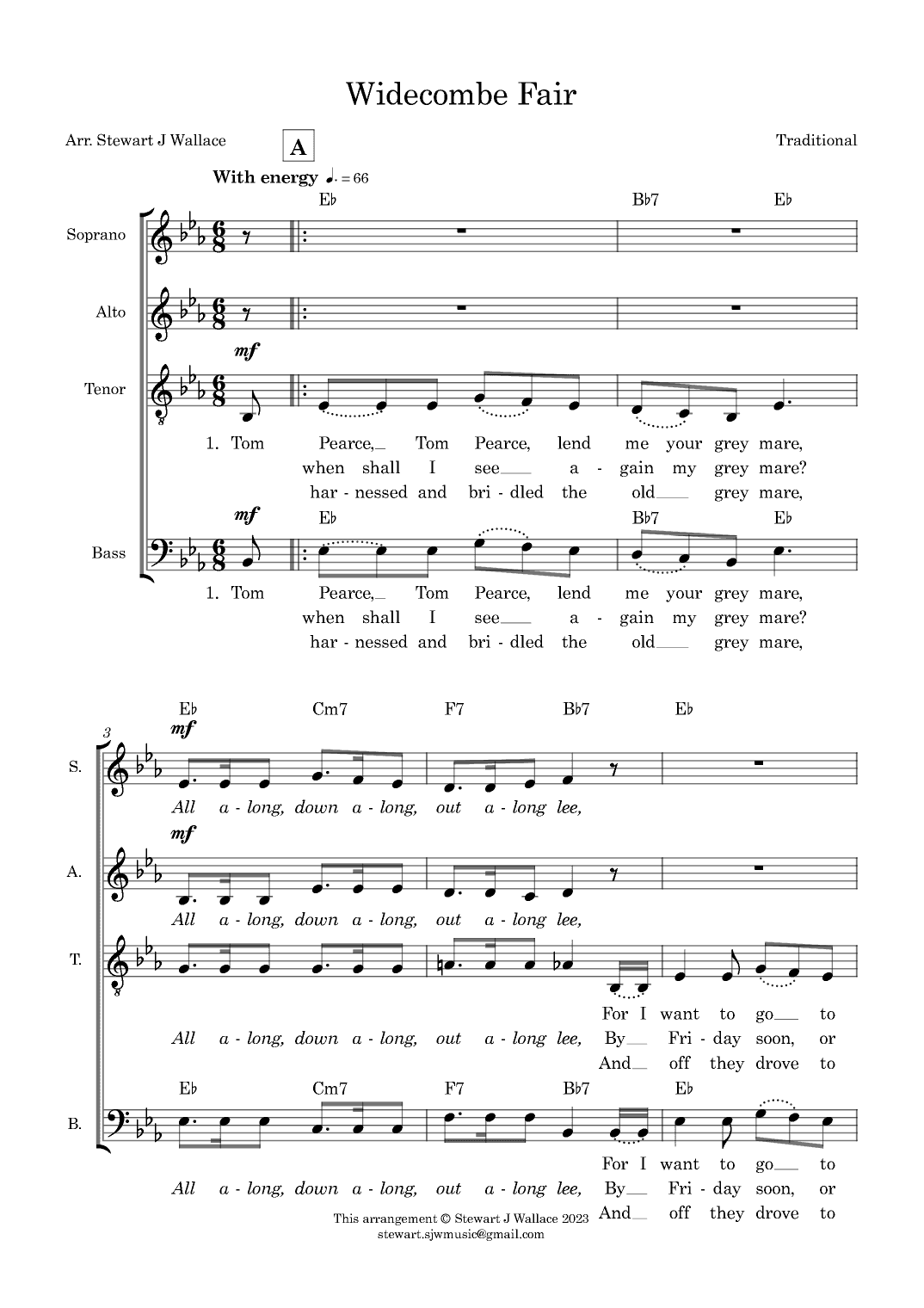 Widicombe Fair - SATB (arr. Stewart J Wallace)