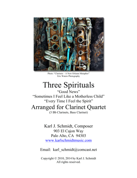 THREE TRADITIONAL SPIRITUALS for Clarinet Quartet