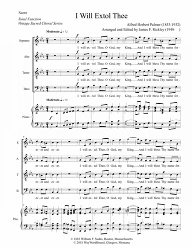 I Will Extol Thee (arr. James F. Rickley)
