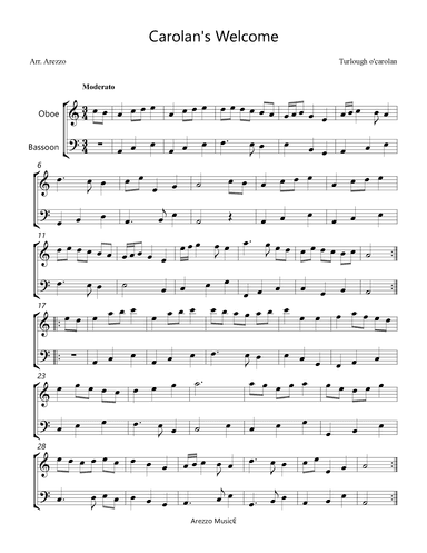 Carolan's Welcome - Oboe and Bassoon (arr. Arezzo Music)