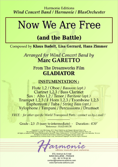 Now We Are Free (arr. Marc GARETTO)
