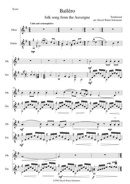 Bailero for oboe & guitar (arr. David Warin Solomons)