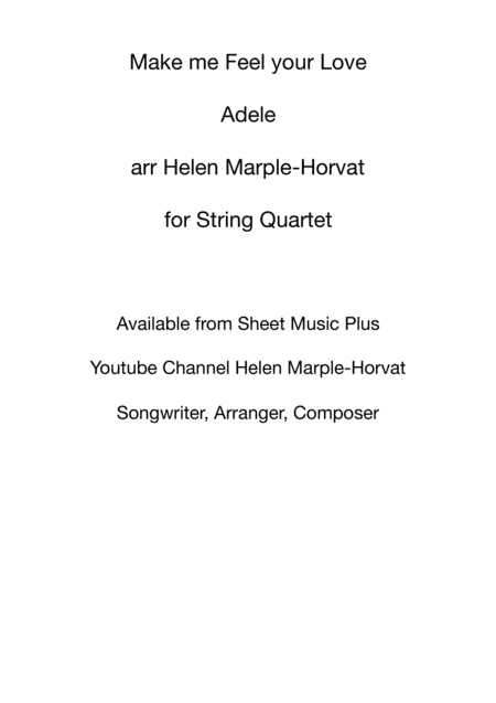 Make You Feel My Love (arr. HELEN MARPLE-HORVAT)