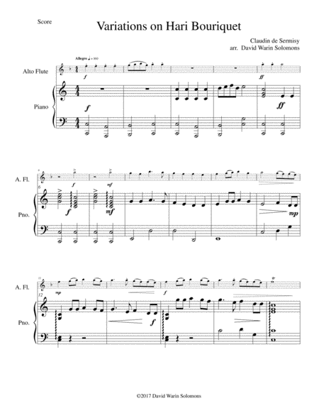 Variations on Hari Bouriquet (Hee-Haw little donkey) for alto flute and piano (arr. David Warin Solomons)