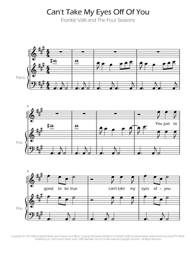 Can't Take My Eyes Off Of You (arr. Ygor Nunes)