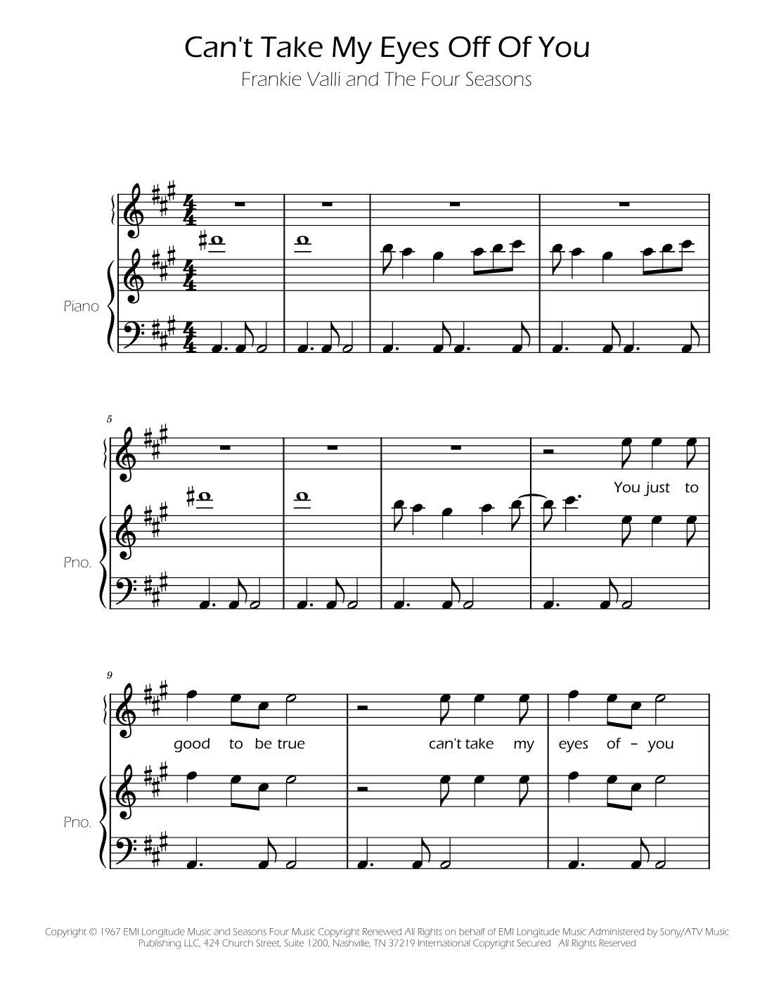 Can't Take My Eyes Off Of You (arr. Ygor Nunes)