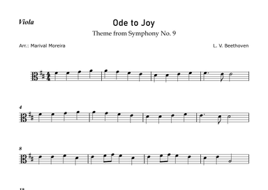 Ode to Joy - Beethoven (Viola Solo) (arr. Marival Moreira)