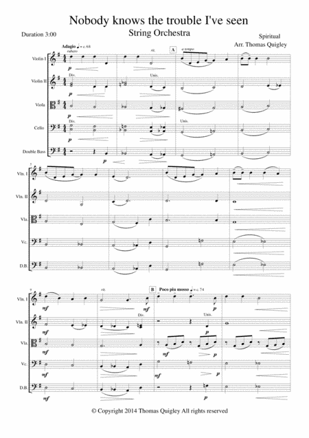 Nobody Knows the Trouble I've Seen (arr. Thomas Quigley)