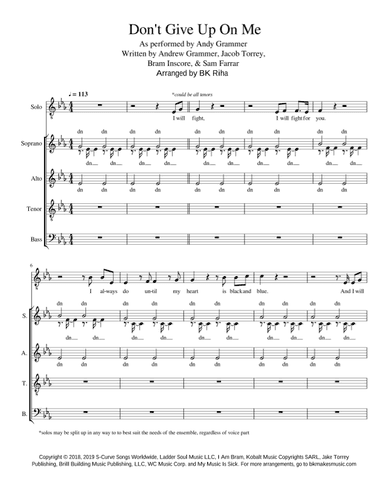 Don't Give Up On Me (arr. BK Riha / Brandy Kay Riha)