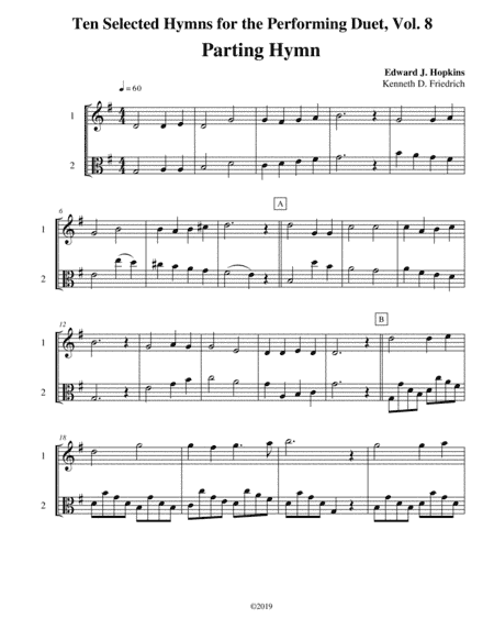 Ten Selected Hymns for the Performing Duet, Vol. 8 - violin and viola (arr. Kenneth D. Friedrich)