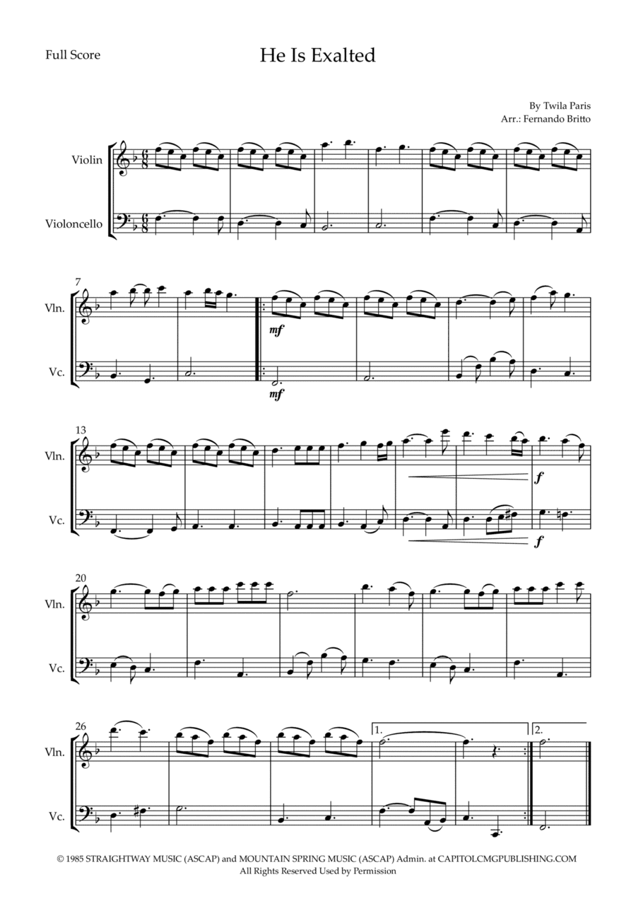 He Is Exalted (arr. Fernando Britto)