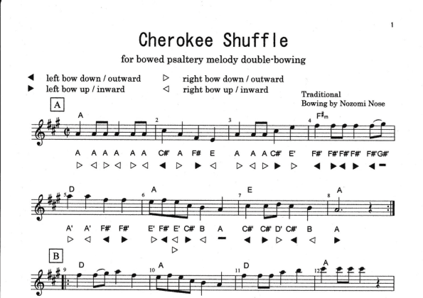 Cherokee Shuffle for Bowed Psaltery Melody Double-Bowing (arr. Bowed Psaltery Bowing by Nozomi Nose)