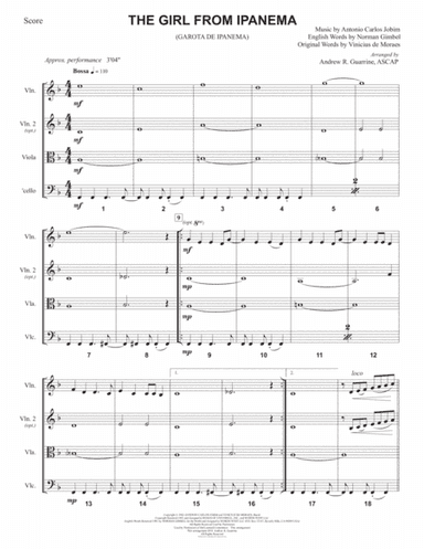 The Girl From Ipanema (Garota De Ipanema) (arr. Arranged by Andrew R. Guarrine)