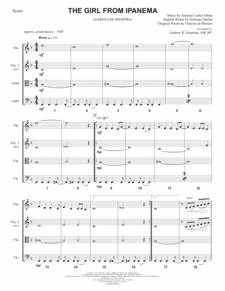 The Girl From Ipanema (Garota De Ipanema) (arr. Arranged by Andrew R. Guarrine)