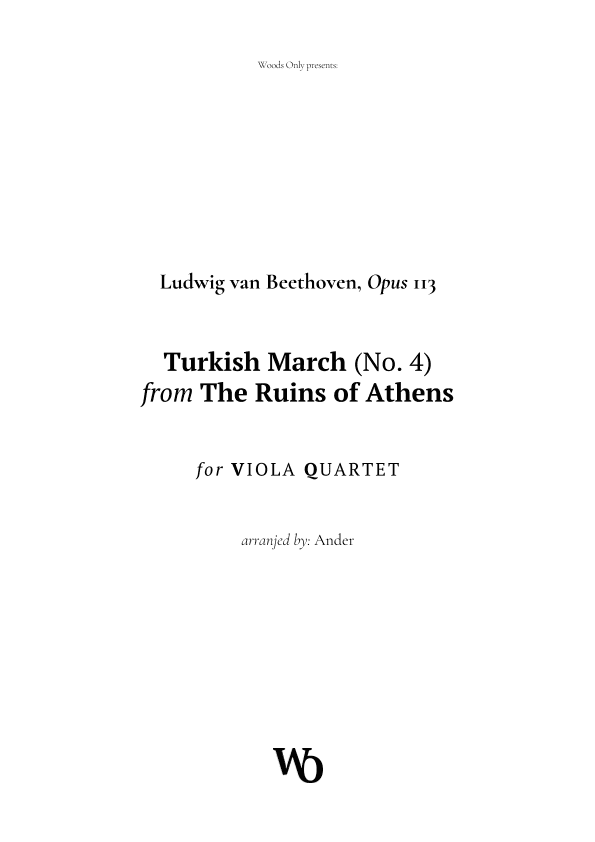 Turkish March by Beethoven for Viola Quartet (arr. Ander)