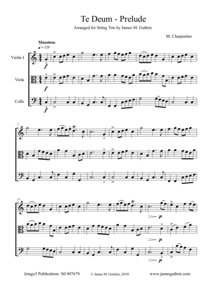 Charpentier: Te Deum Prelude for String Trio (arr. James M. Guthrie)