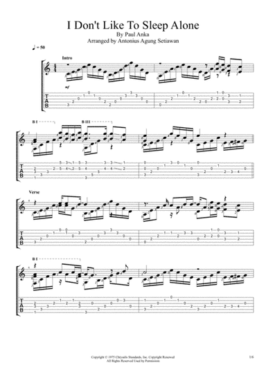 I Don't Like To Sleep Alone (arr. Antonius Agung Setiawan)