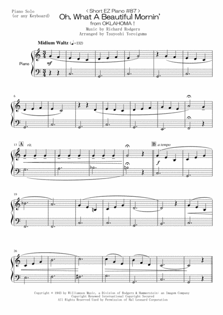 Oh, What A Beautiful Mornin' (arr. Tsuyoshi Yoroiguma)