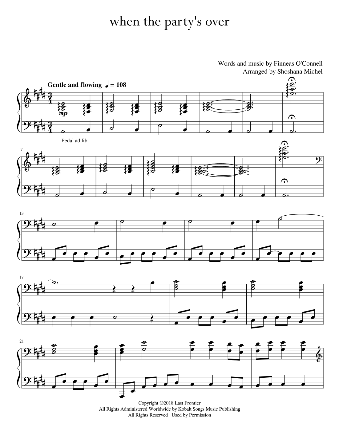 When The Party's Over (arr. Shoshana Michel)