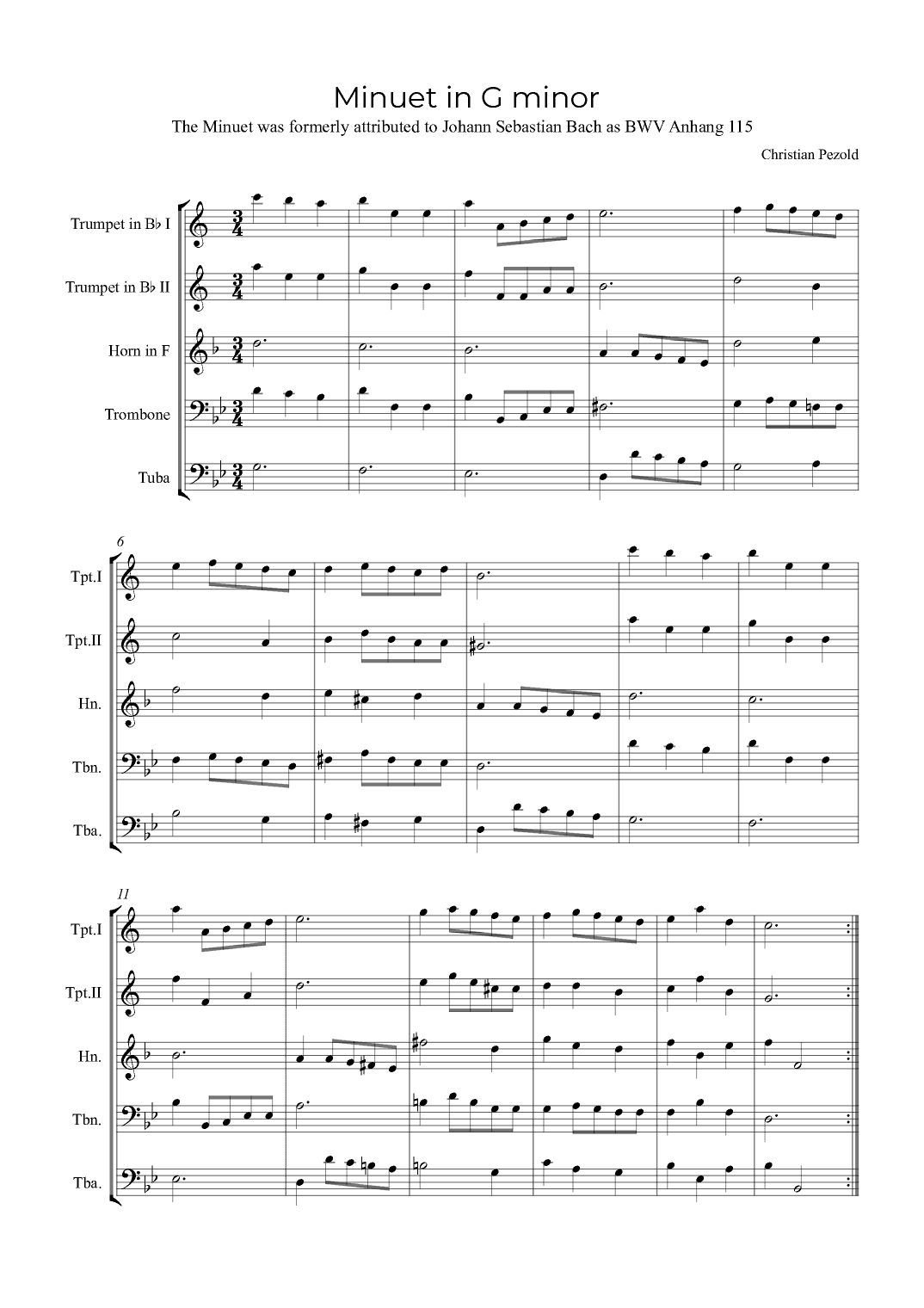 Minuet In G minor (arr. Alex Nunes Rodrigues)