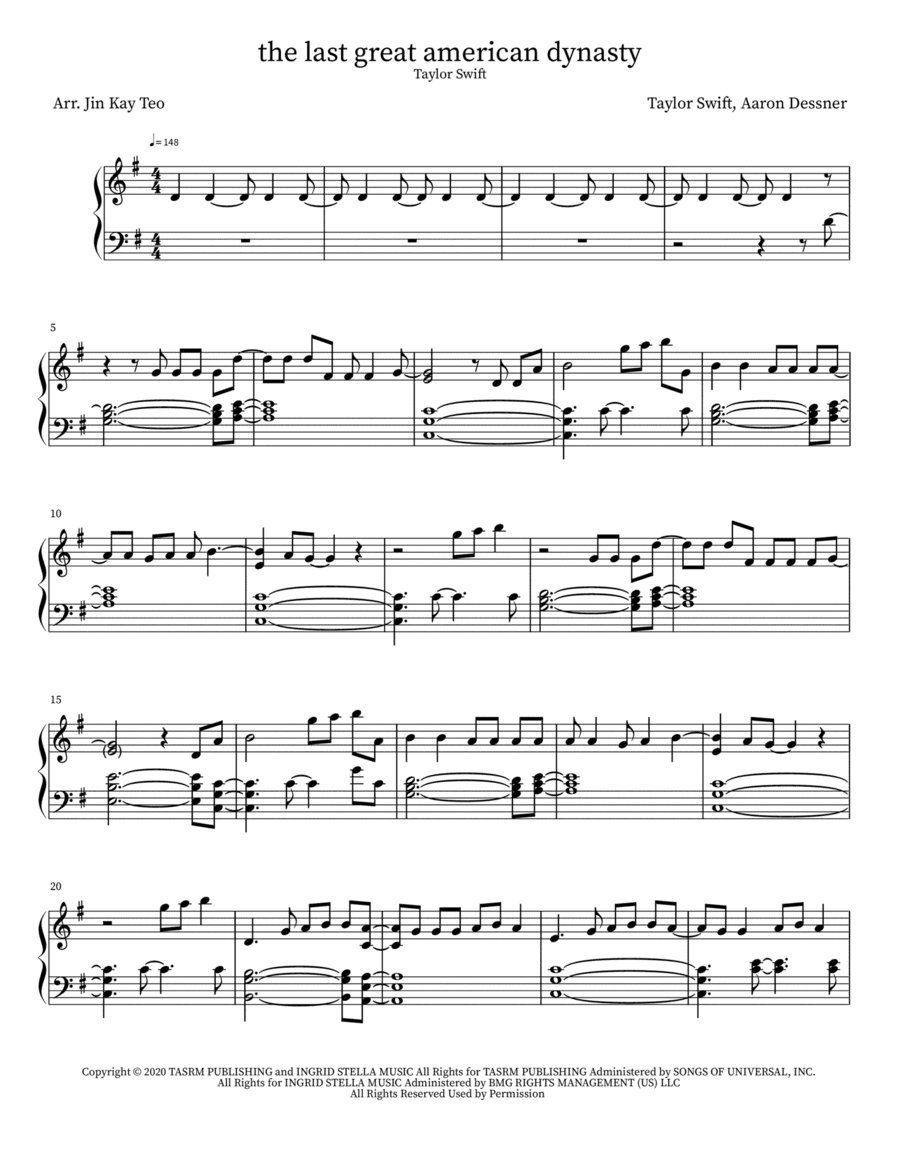 The Last Great American Dynasty (arr. Jin Kay Teo)
