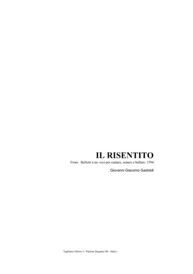 IL RISENTITO - G.G. Gastoldi - For SAB Choir