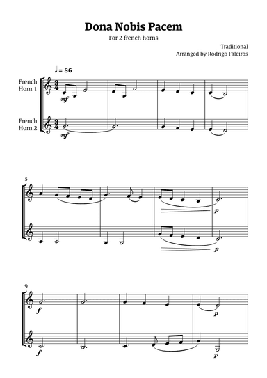 Dona Nobis Pacem - for 2 french horns (arr. Rodrigo Faleiros)