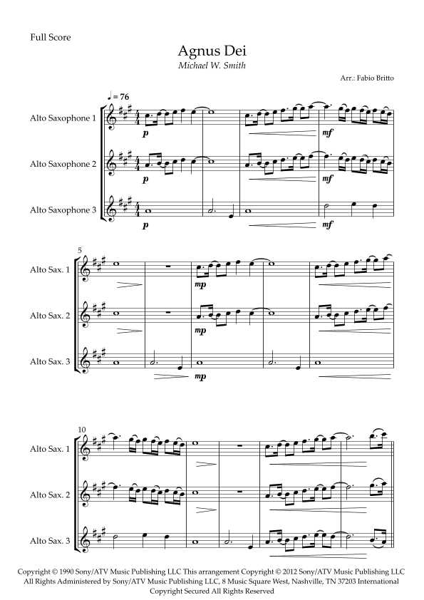 Agnus Dei (arr. Fabio Britto)