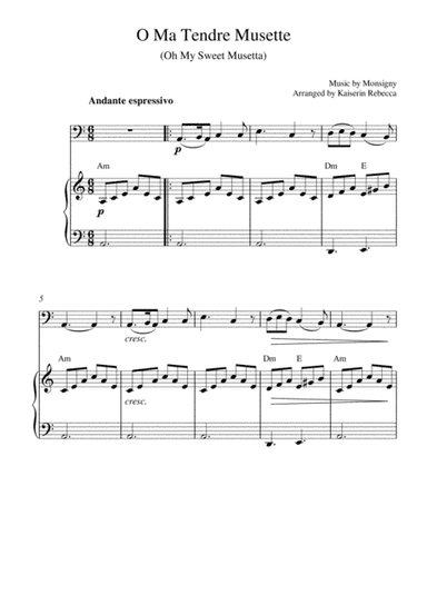 O Ma Tendre Musette (Oh My Sweet Musetta) (cello solo and piano accompaniment) (arr. Kaiserin Rebecca)