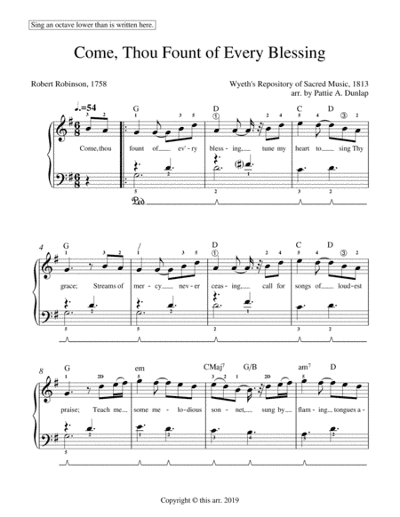 Come Thou Fount - GM, 6/8 time (arr. Pattie A. Dunlap)