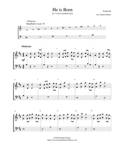 He is Born (Il Est Né) - for 3-octave handbell choir (arr. Samuel Stokes)