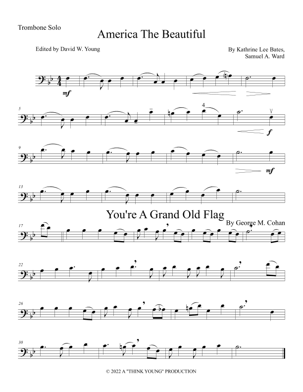 Six Solo Patriotic Selections For Trombone/Baritone Bass Clef (arr. David W. Young)