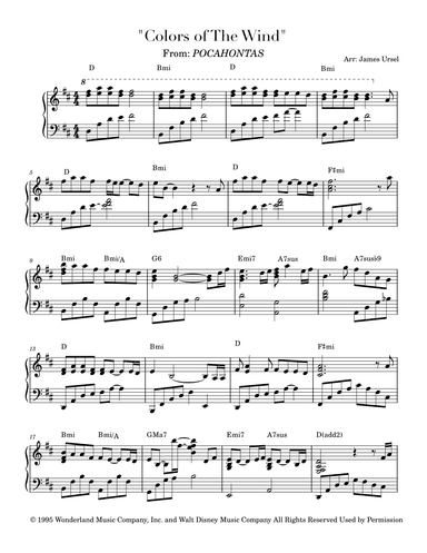 Colors Of The Wind (arr. James Ursel)
