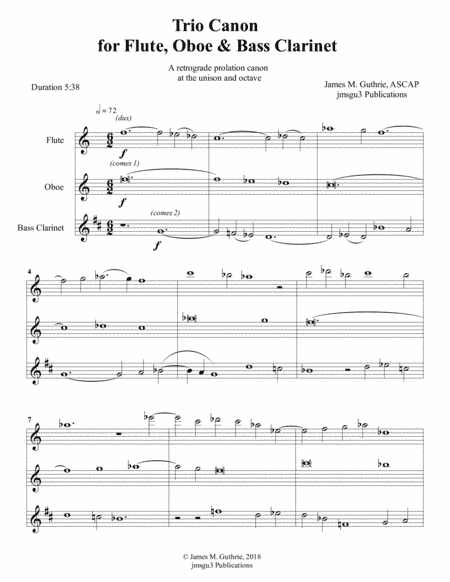 Guthrie: Trio Canon for Flute, Oboe & Bass Clarinet