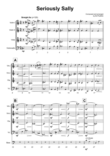 Seriously Sally - for string quartet with jazz piano and bass