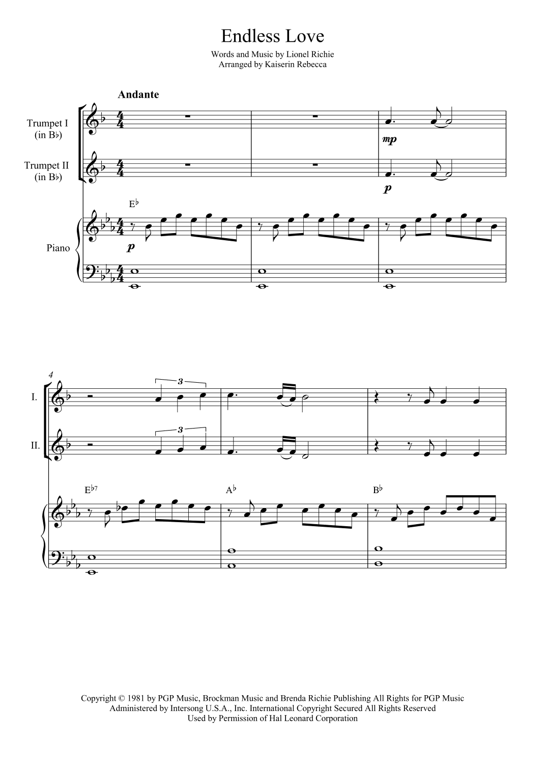 Endless Love (arr. Kaiserin Rebecca)