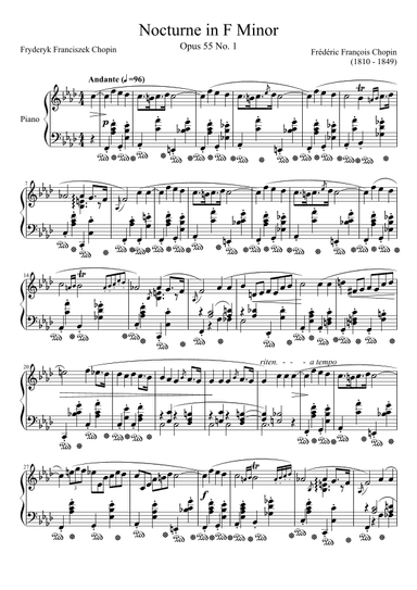 Nocturne Opus 55 No. 1 in F Minor (arr. Zachary Corbett)