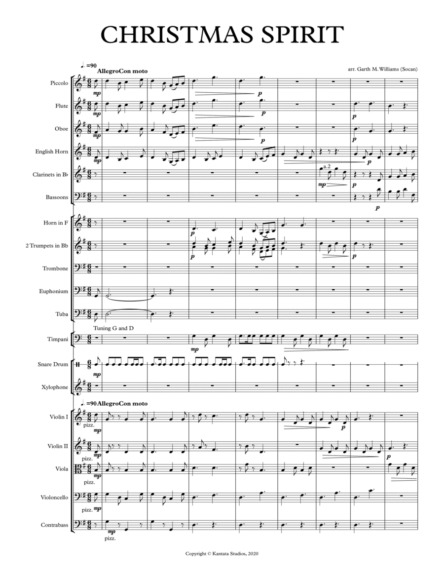 THE CHRISTMAS SPIRIT FOR FULL ORCHESTRA (arr. Garth M. Williams (Socan))