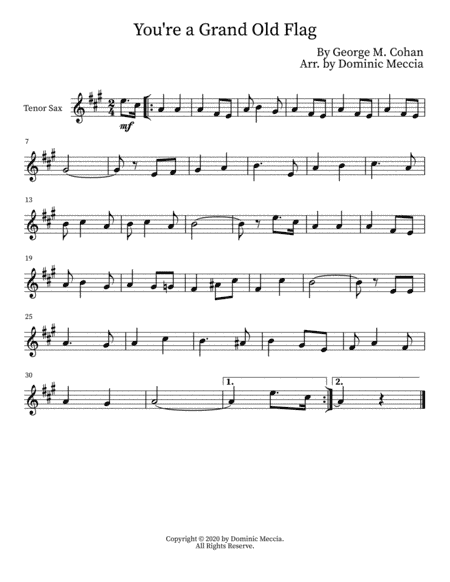 You're a Grand Old Flag (arr. Dominic Meccia)