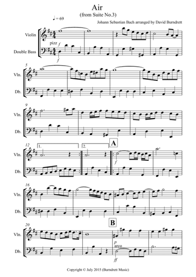 Air on a G String for Violin and Double Bass Duet (arr. David Burndrett)