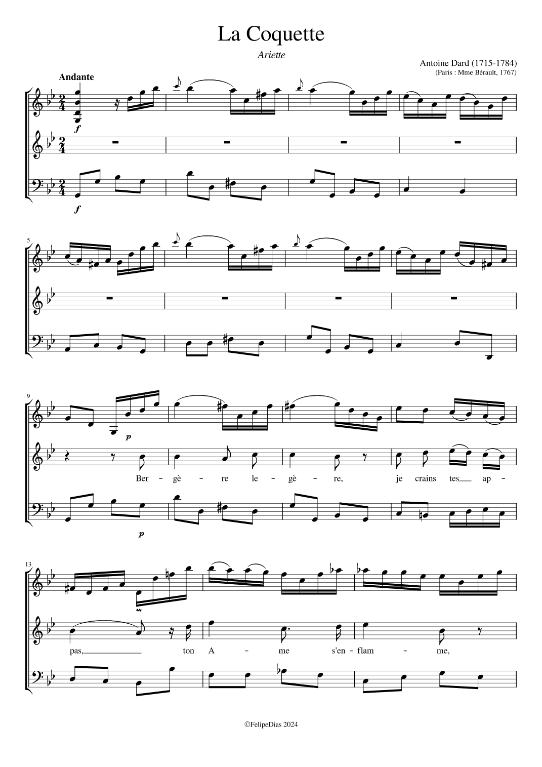 La Coquette (Bergère légère) (arr. Early Music Scores)