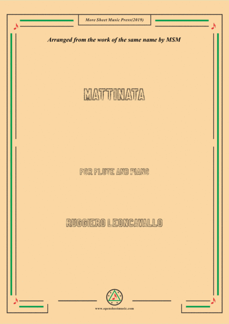 Leoncavallo-Mattinata, for Flute and Piano (arr. MSM)