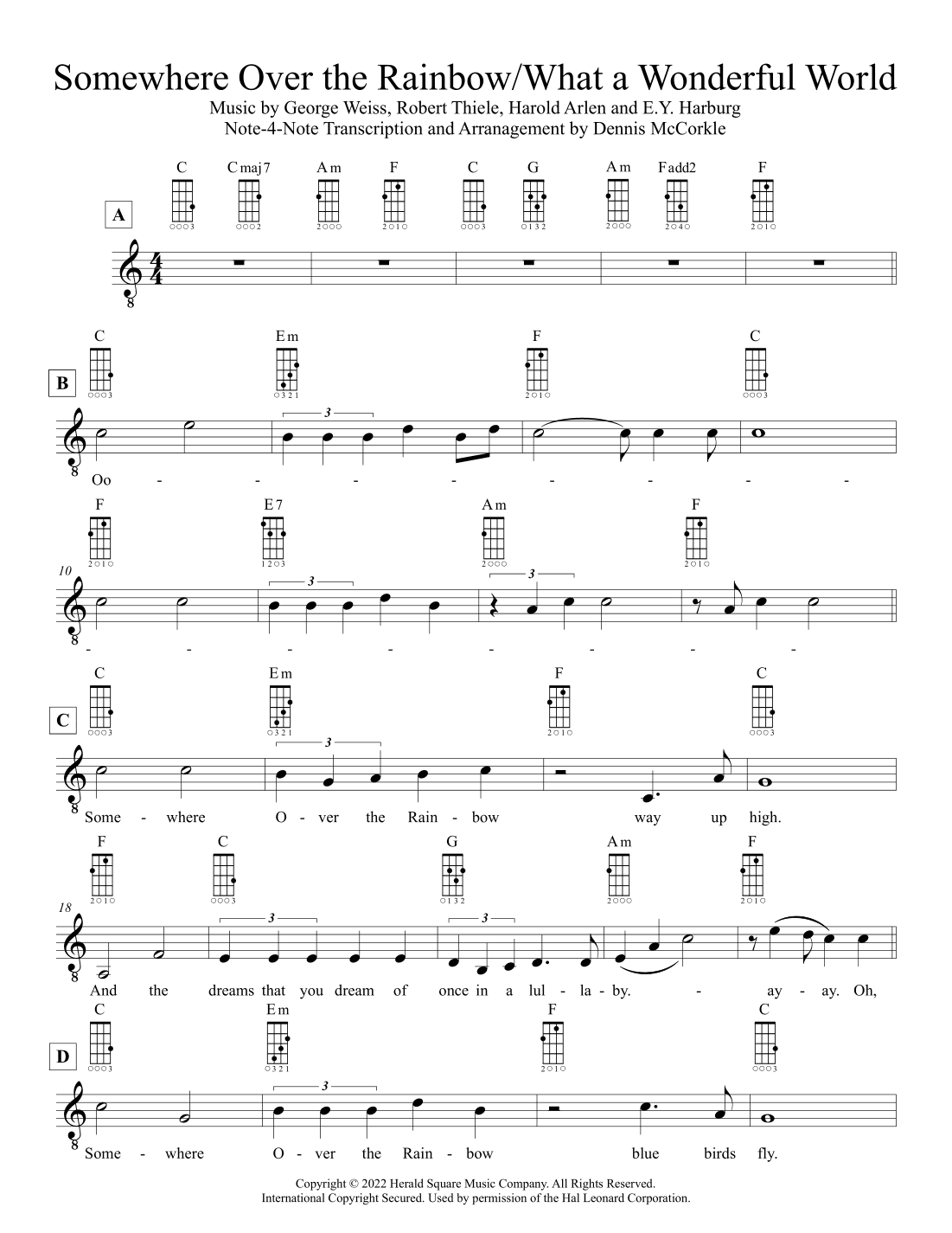 Somewhere Over The Rainbow/what A Wonderful World (arr. Dennis McCorkle)